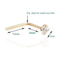 14K Nose piercing 2mm CZ
