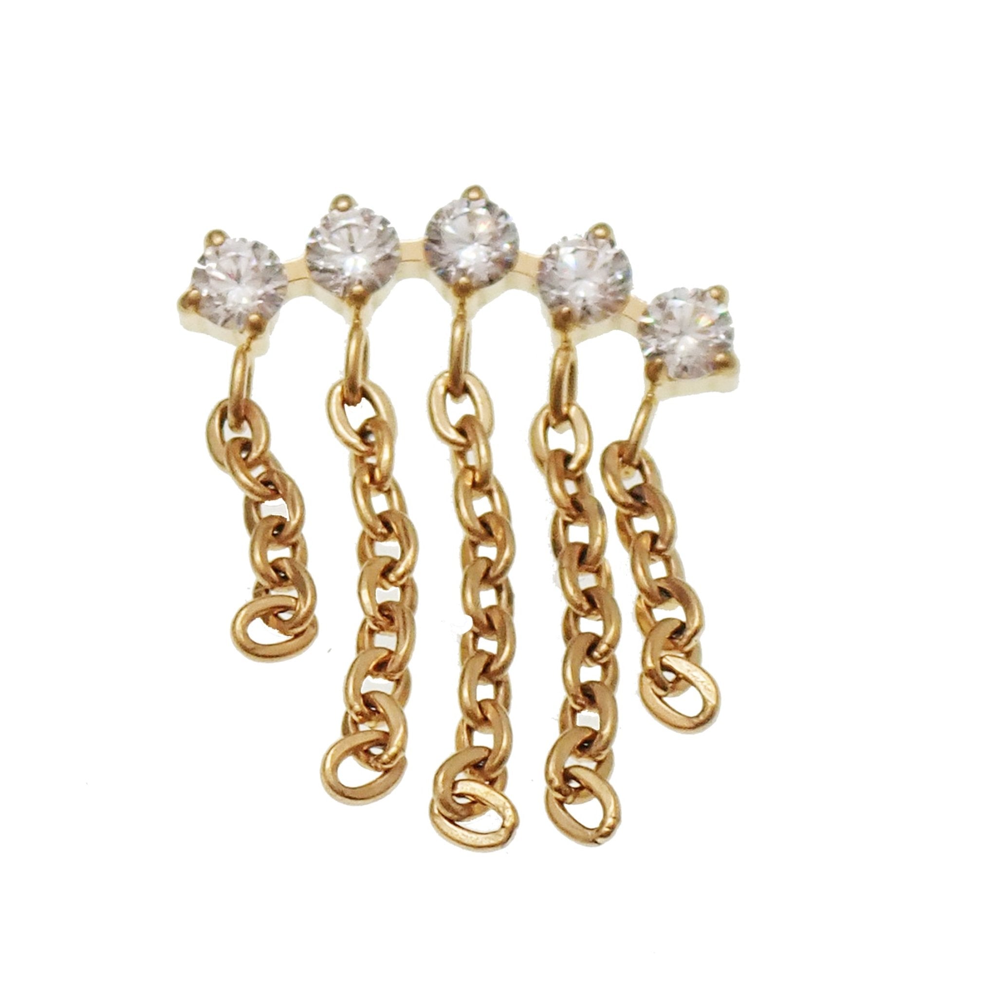 Titanium PVD Gold Drop chain Helix Piercing - Body Clickers Body Jewelry