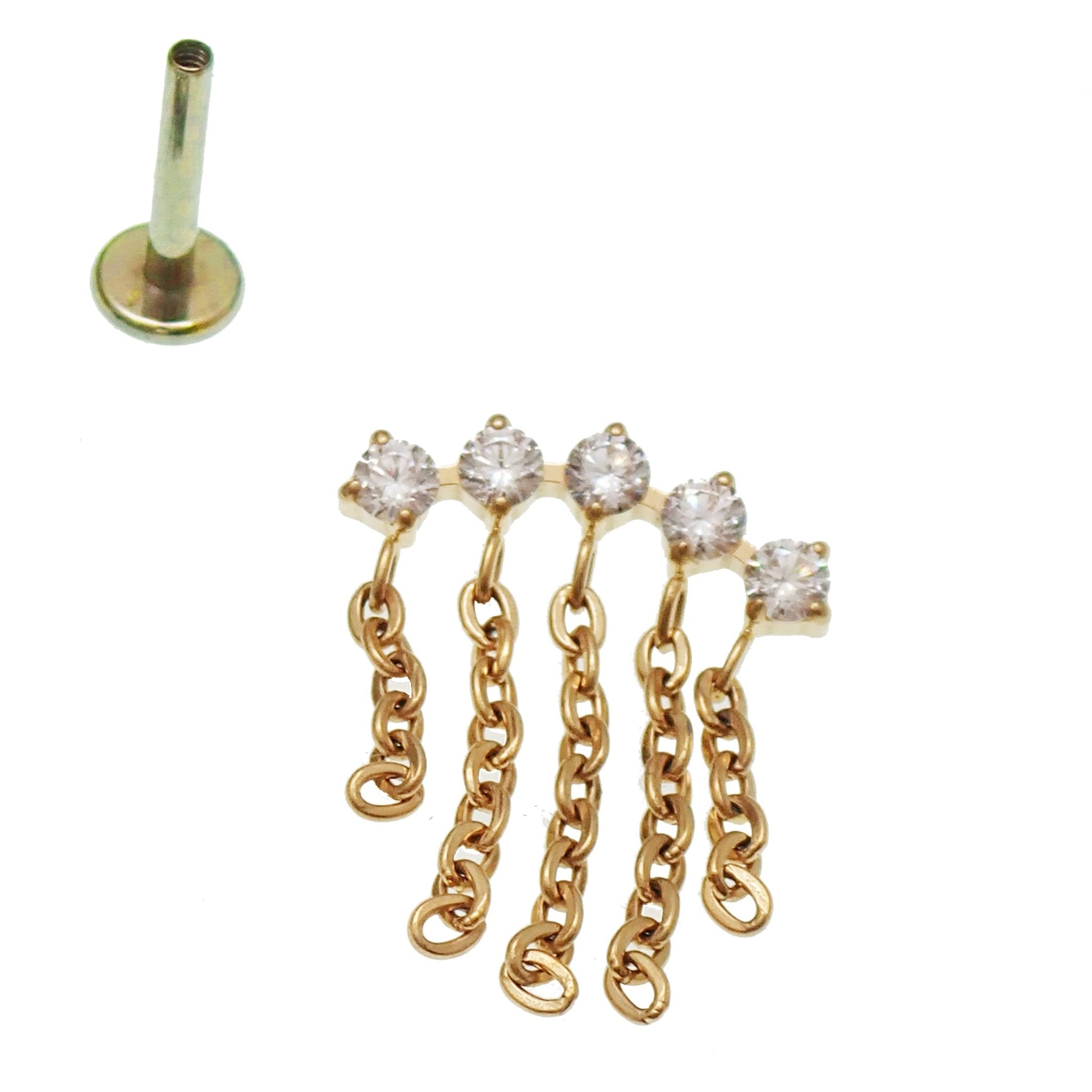 Titanium PVD Gold Drop chain Helix Piercing - Body Clickers Body Jewelry