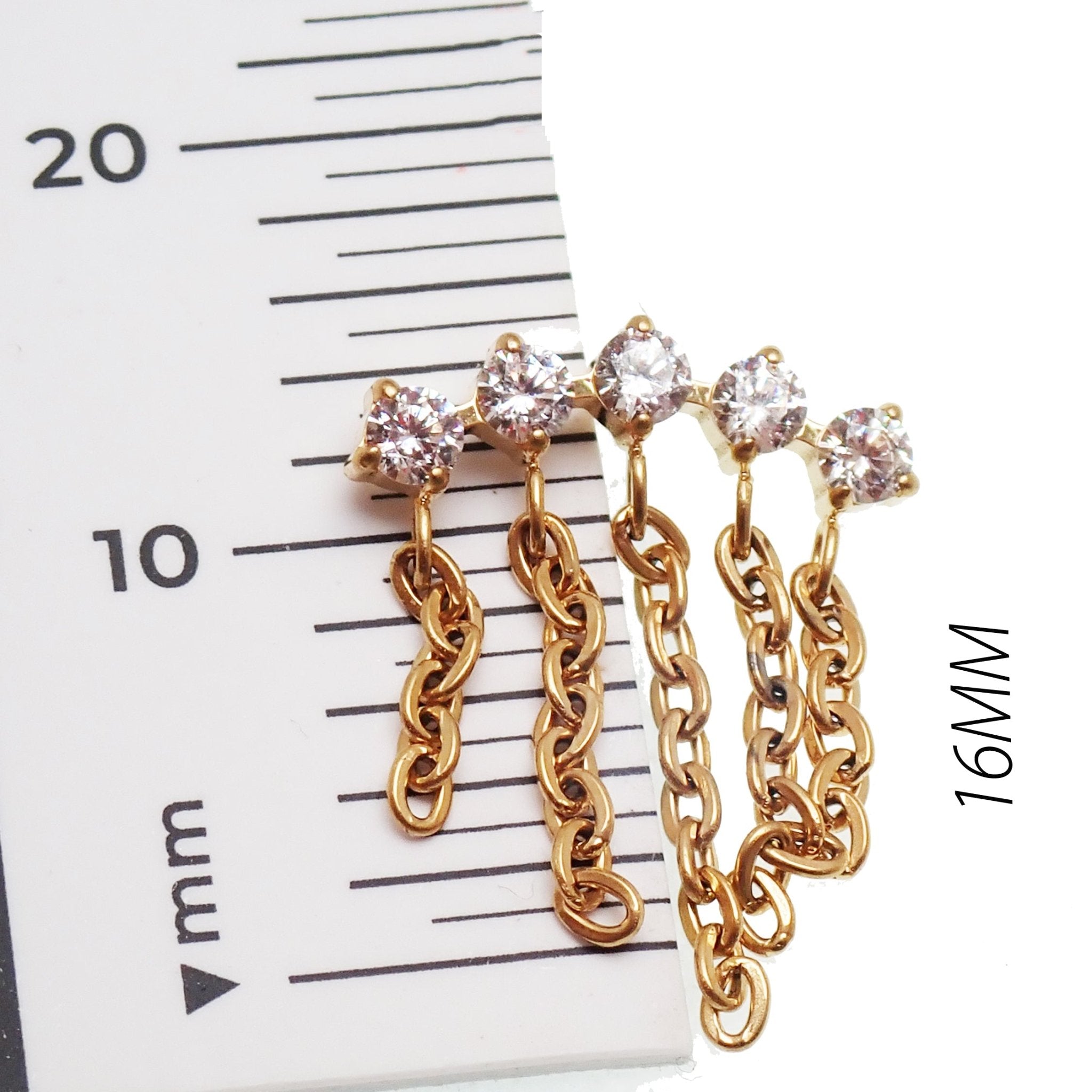 Titanium PVD Gold Drop chain Helix Piercing - Body Clickers Body Jewelry