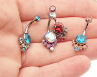AAAA CZ Colorful Belly Piercing Titanium 14g - Body Clickers Body Jewelry