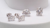 Moissanite Oval sterling Silver Earrings with Certicate