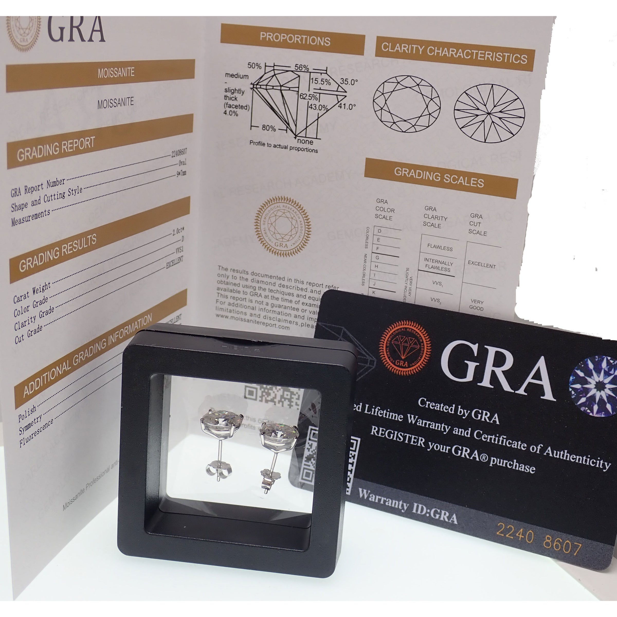 Moissanite Oval sterling Silver Earrings with Certicate