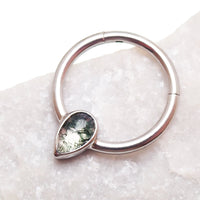 16g Natural Stone Moss Agate Titanium Clicker - Body Clickers Body Jewelry