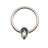 16g Natural Stone Moss Agate Titanium Clicker - Body Clickers Body Jewelry