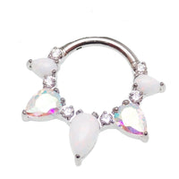 white  Opal Titanium Clicker piercing 16g