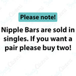 Push Fit Threadless Nipple Bar CZ ,12g,14g, 16g,