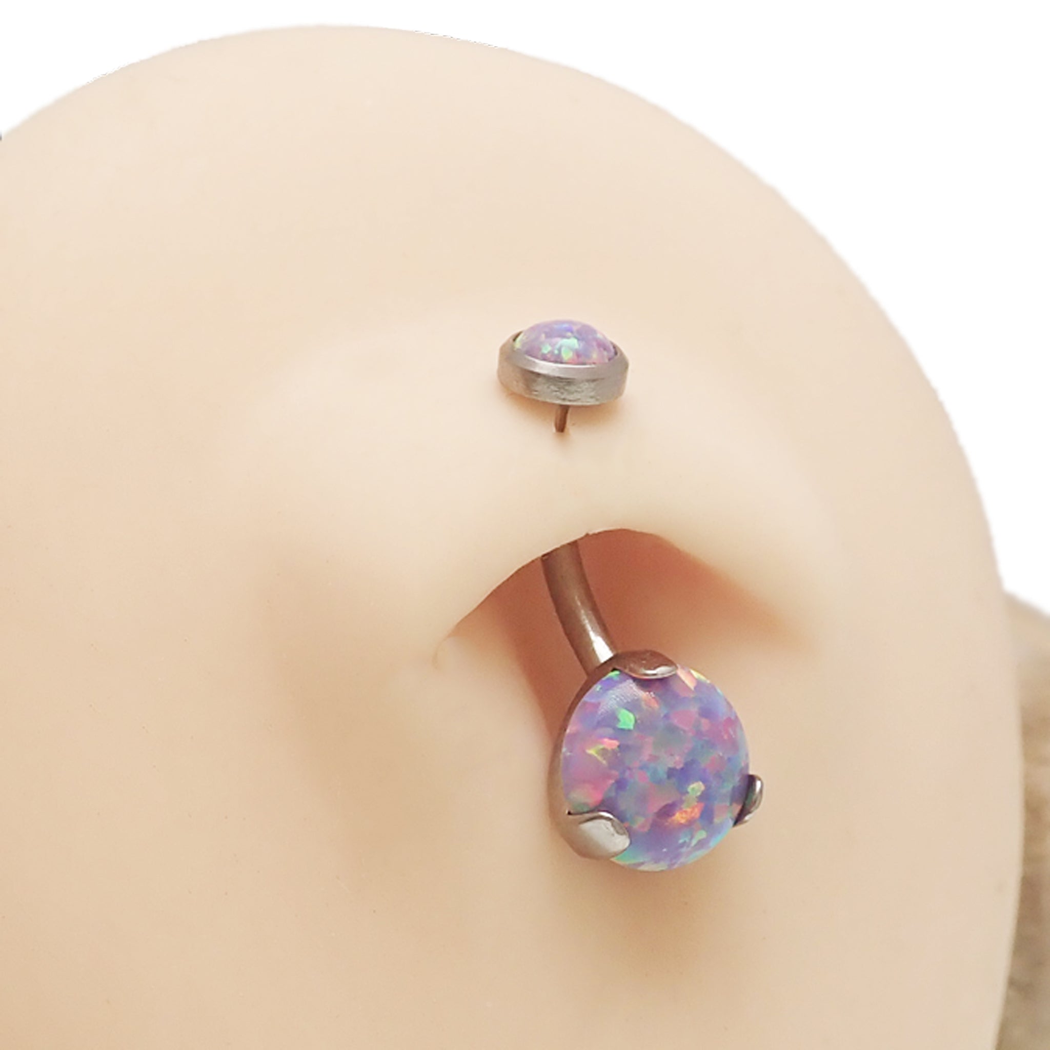 Multi Lavender Round Titanium 10mm Belly Bar 14g - Body Clickers Body Jewelry