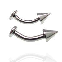 Spike Cone & Flat Disc Titanium Curve Bar 16g, 14g - Body Clickers Body Jewelry