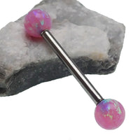 Bubblegum Pink Opal Titanium Nipple Bar 14g, 12g - Body Clickers Body Jewelry