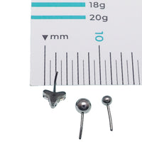 Push Fit Trio Opalite White & Titanium Balls Flatback Piercing 20g, 18g, 16g, 14g - Body Clickers Body Jewelry