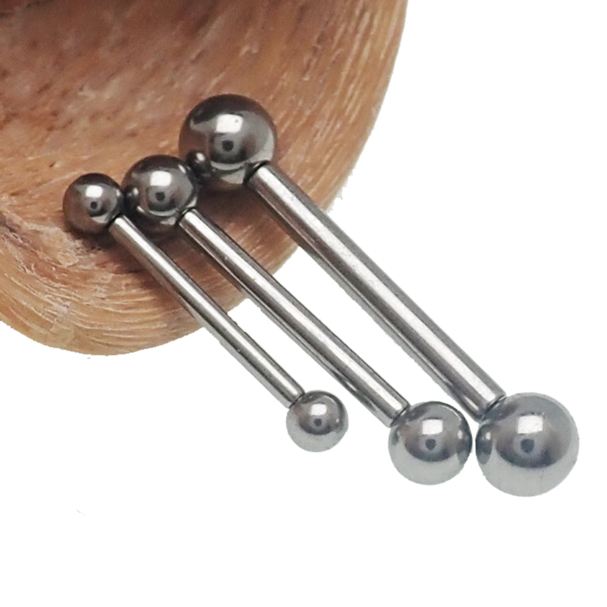 Titanium Ball Push Fit Barbell 16g, 14g, 12g - Body Clickers Body Jewelry