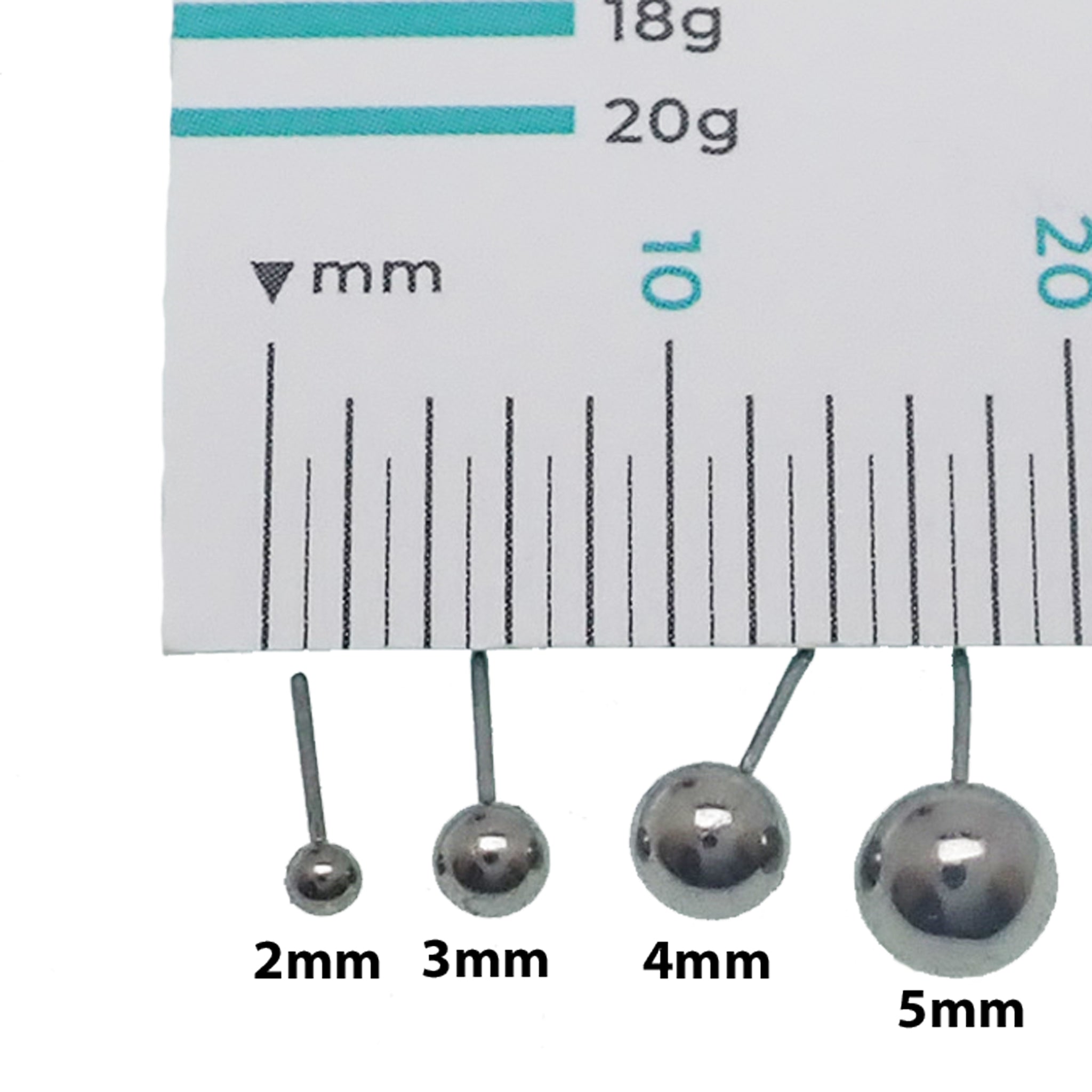 Titanium Ball Push Fit Barbell 16g, 14g, 12g - Body Clickers Body Jewelry