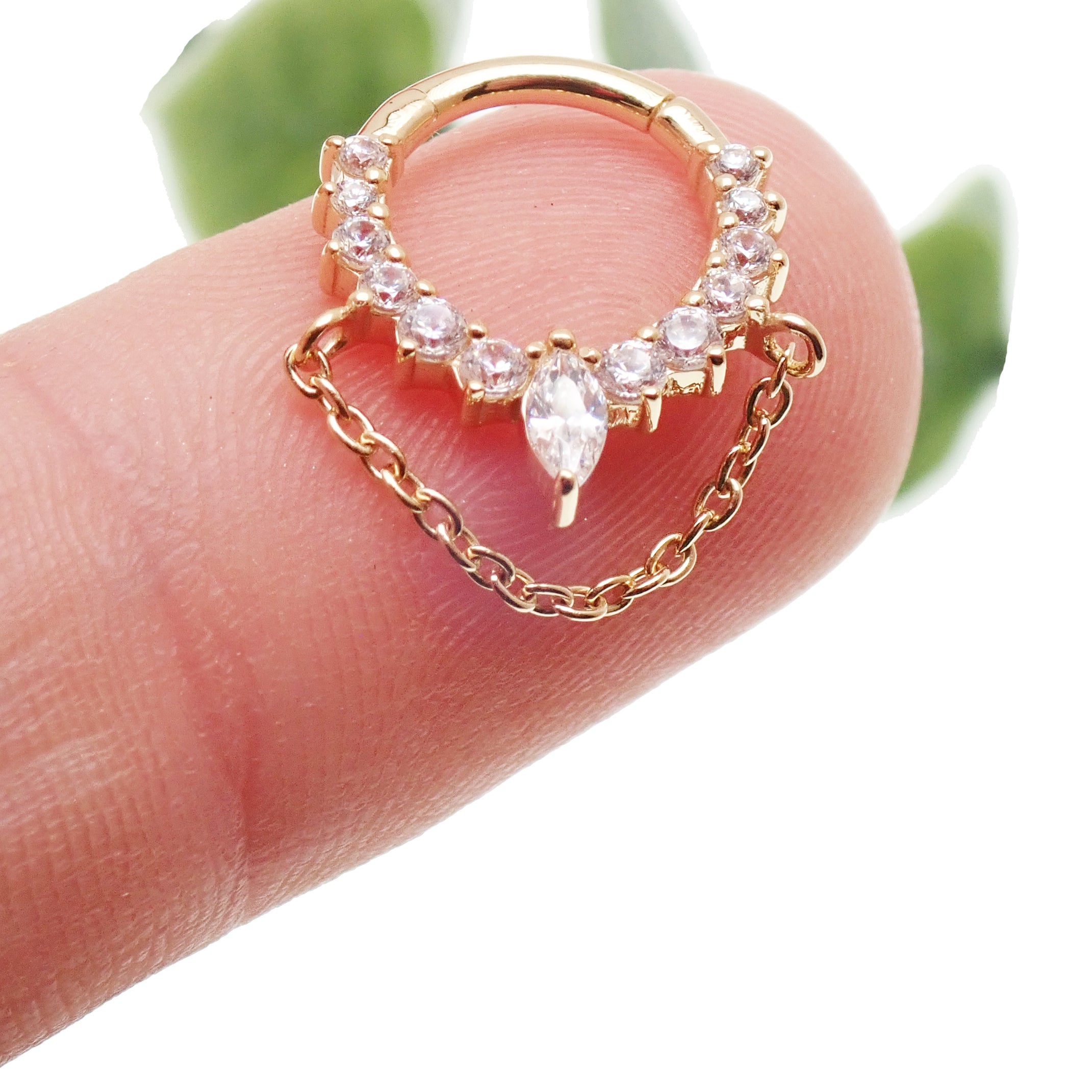 18k Yellow gold over Sterling Silver Hinged Clicker 16g