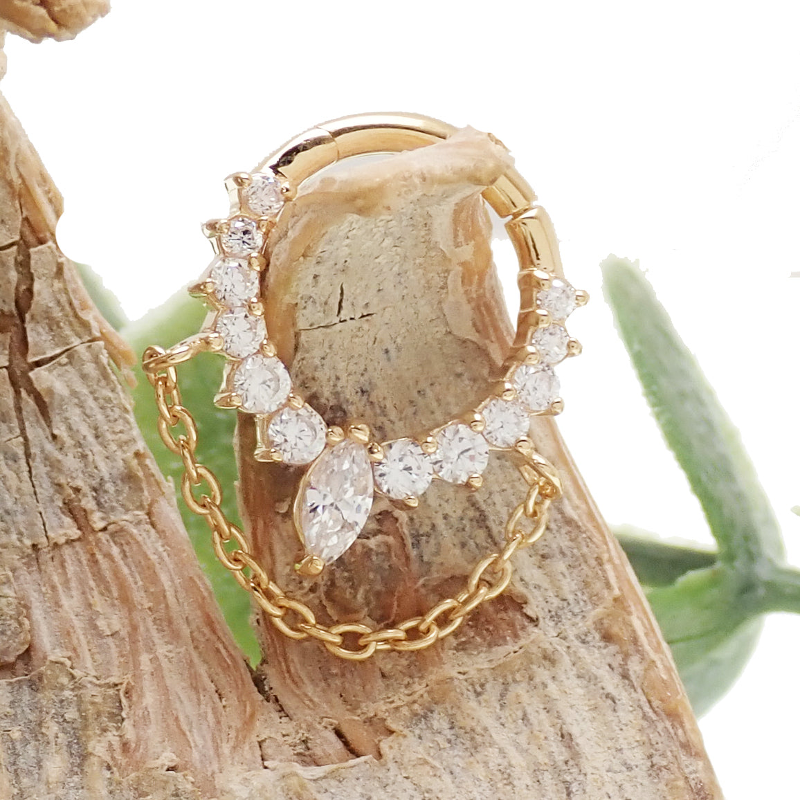18k Yellow gold over Sterling Silver Hinged Clicker 16g