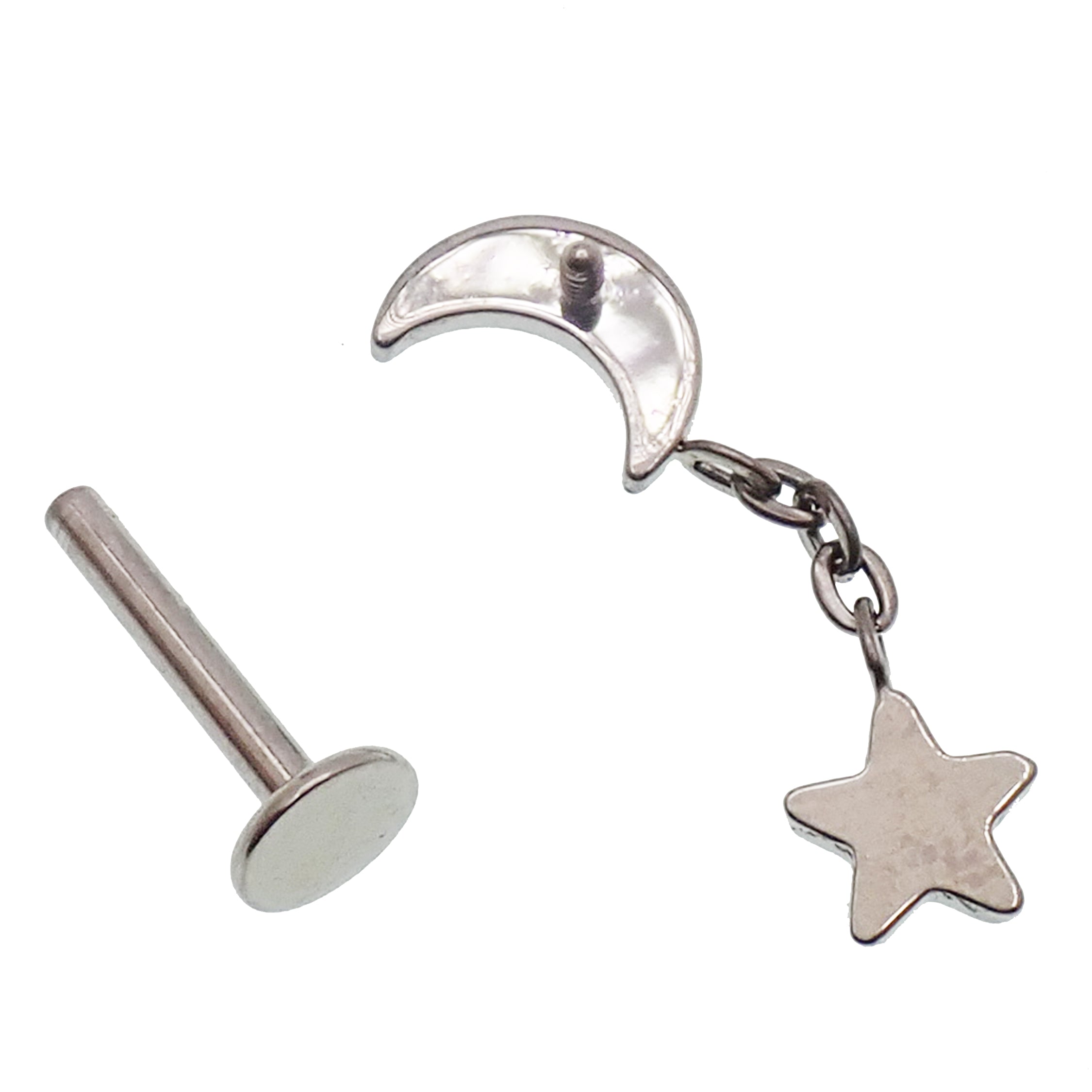 Moon star Dangle helix piercing 14g, 16g, 18g - Body Clickers Body Jewelry