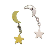 Moon star Dangle helix piercing 14g, 16g, 18g - Body Clickers Body Jewelry