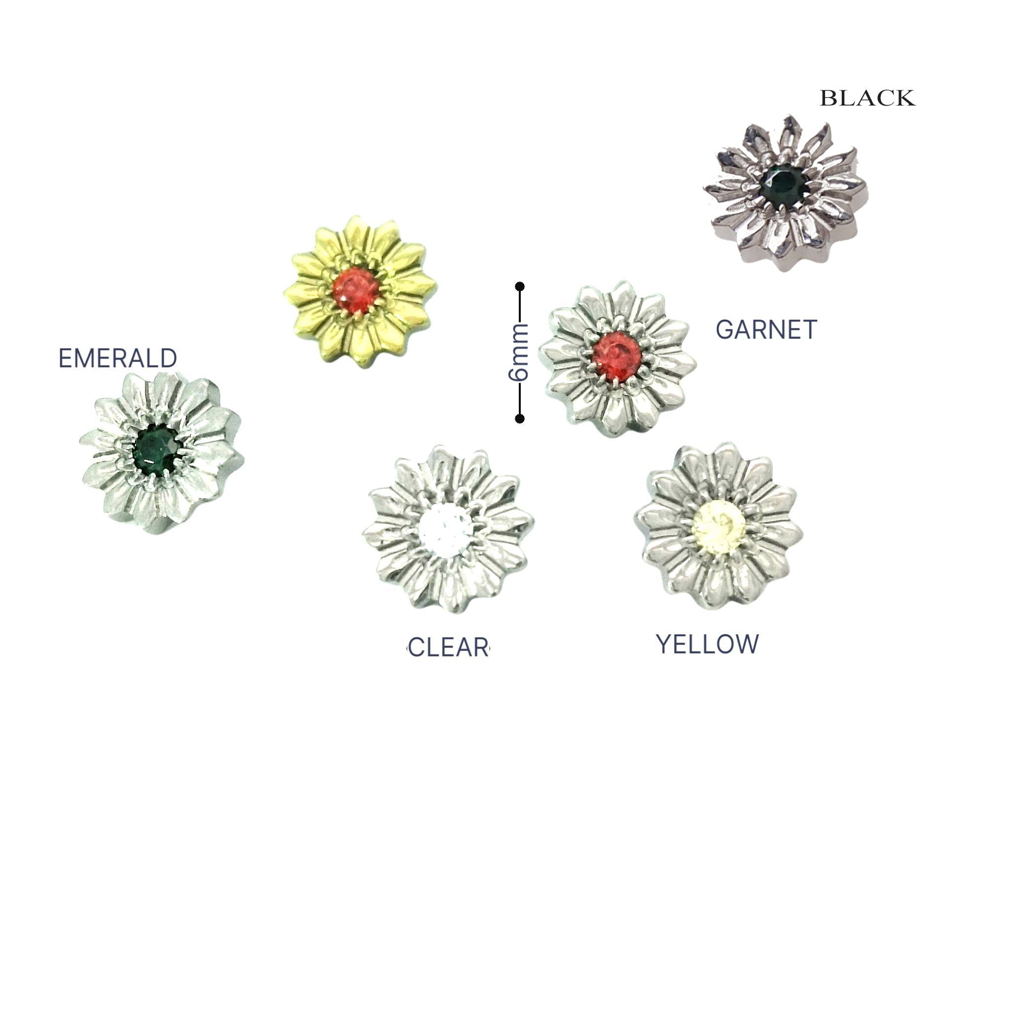 Titanium Sunflower CZ Lip _ Ear piercing - Body Clickers Body Jewelry