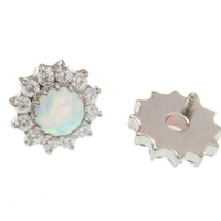White Fire opal /CZ flatback - Body Clickers Body Jewelry