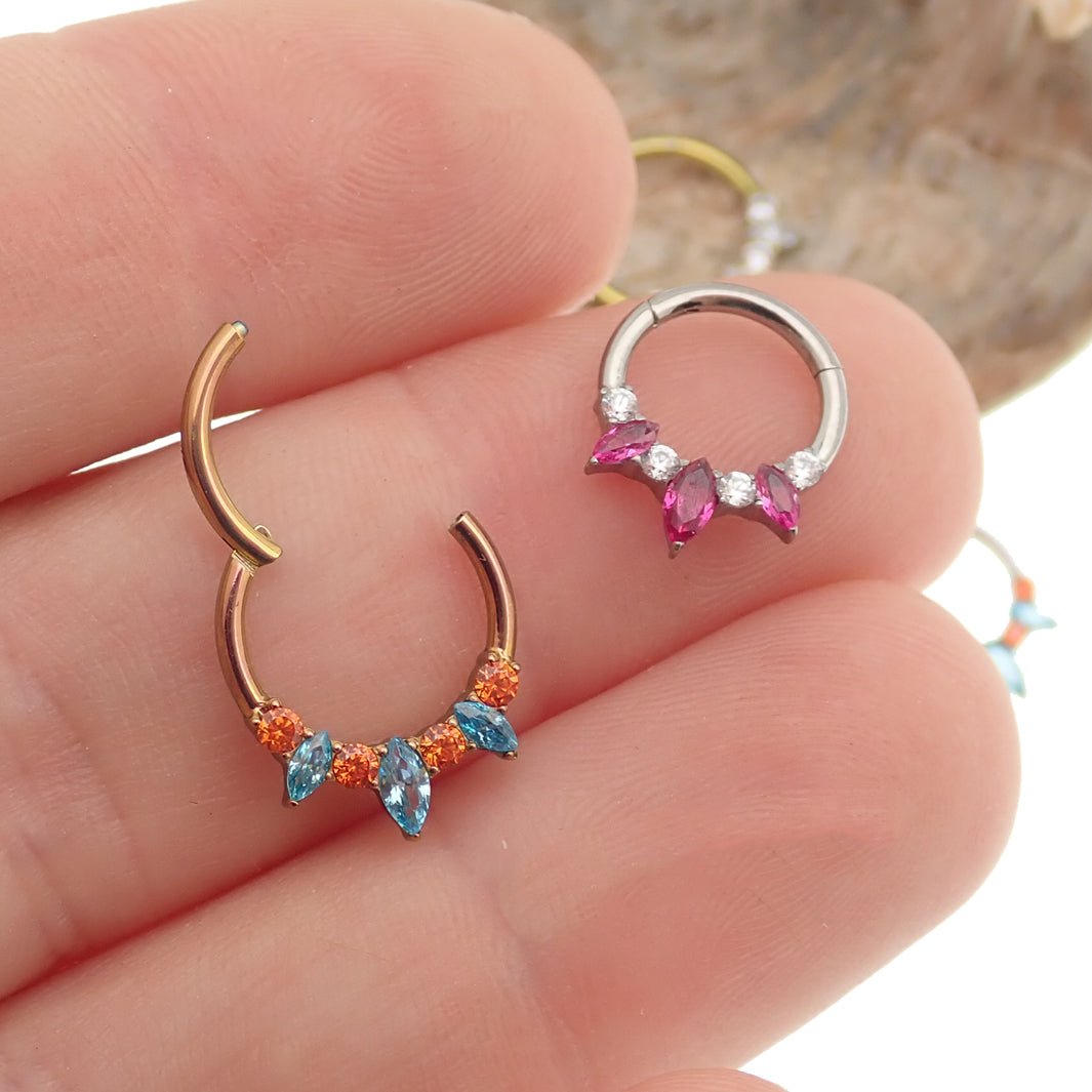 Teal & Orange Titanium Clicker 16g - Body Clickers Body Jewelry
