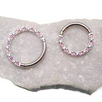 Opal/CZ Front Titanium Clicker 16g - Body Clickers Body Jewelry