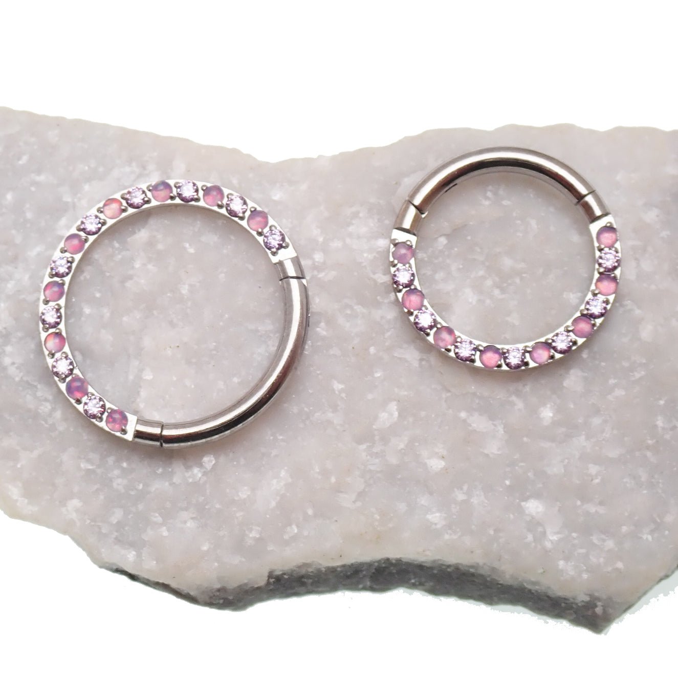 Opal/CZ Front Titanium Clicker 16g - Body Clickers Body Jewelry