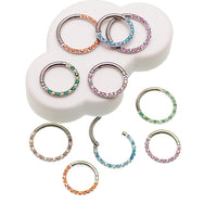 Opal/CZ Front Titanium Clicker 16g - Body Clickers Body Jewelry