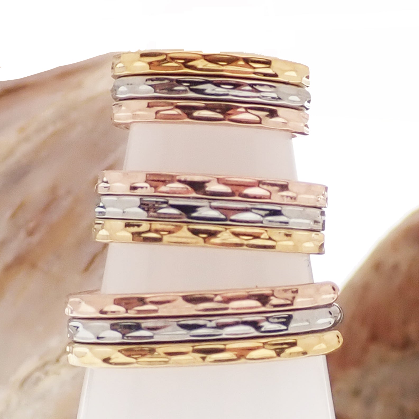 Hammered Trio metal Stacked Clicker 16g, - Body Clickers Body Jewelry