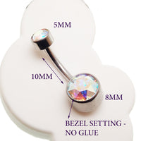 internally Threaded CZ Belly Bar 14g - Body Clickers Body Jewelry