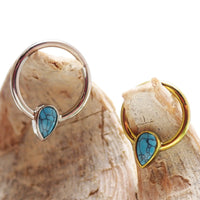 16g Natural Stone Turquoise Titanium Clicker - Body Clickers Body Jewelry
