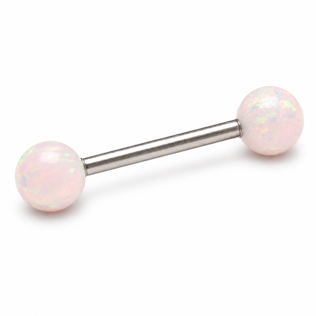 Pink Snow 5mm, 6mm Opal Titanium Nipple Ring 14g, 12g | Body Clickers Body  Jewelry