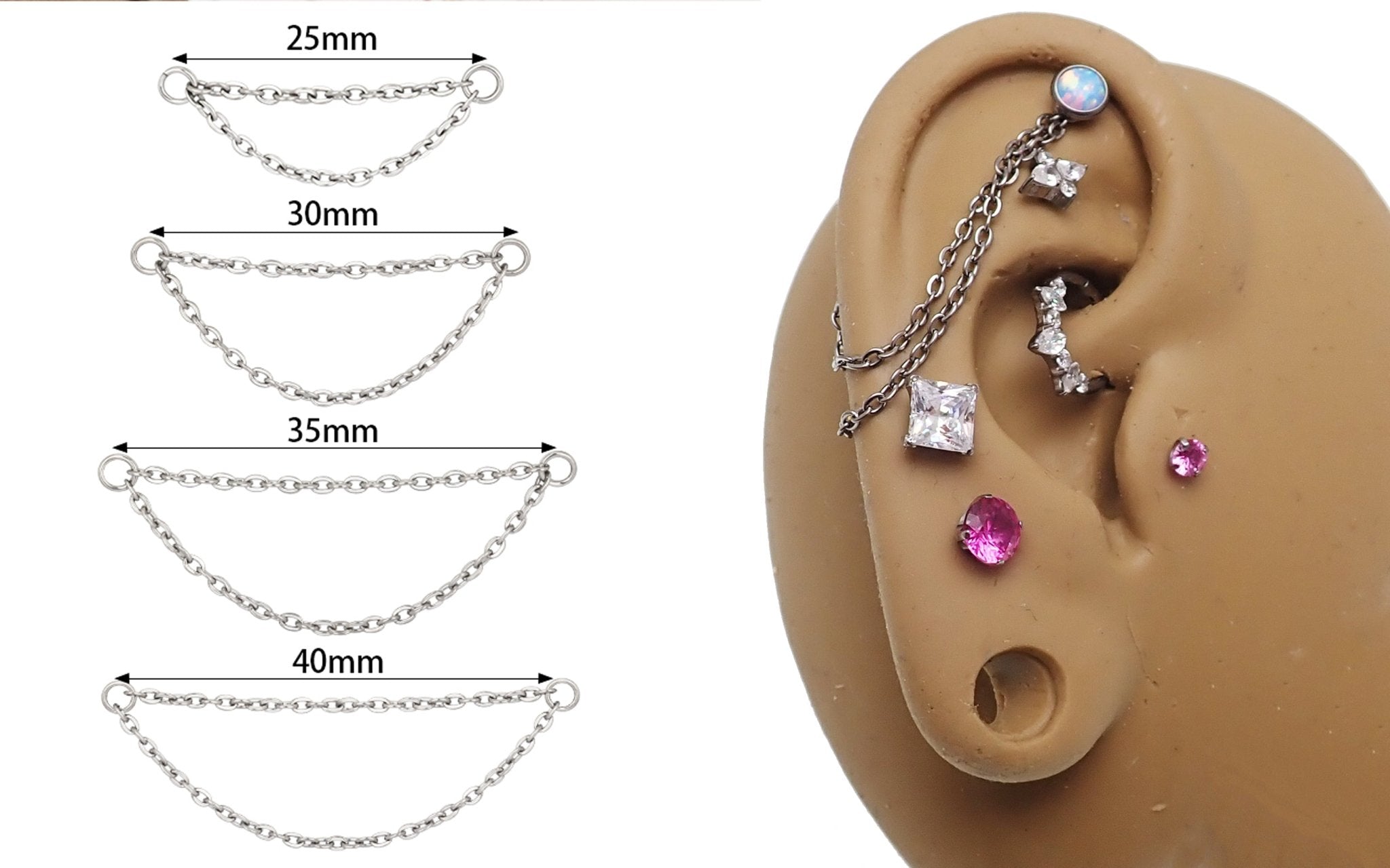 Double Titanium Add On piercing Chain - Body Clickers Body Jewelry