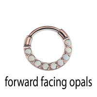 Chunky Opal 8mm Titanium Hinged Clicker hoop, 16g - Body Clickers Body Jewelry