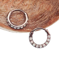 Chunky Opal 8mm Titanium Hinged Clicker hoop, 16g - Body Clickers Body Jewelry