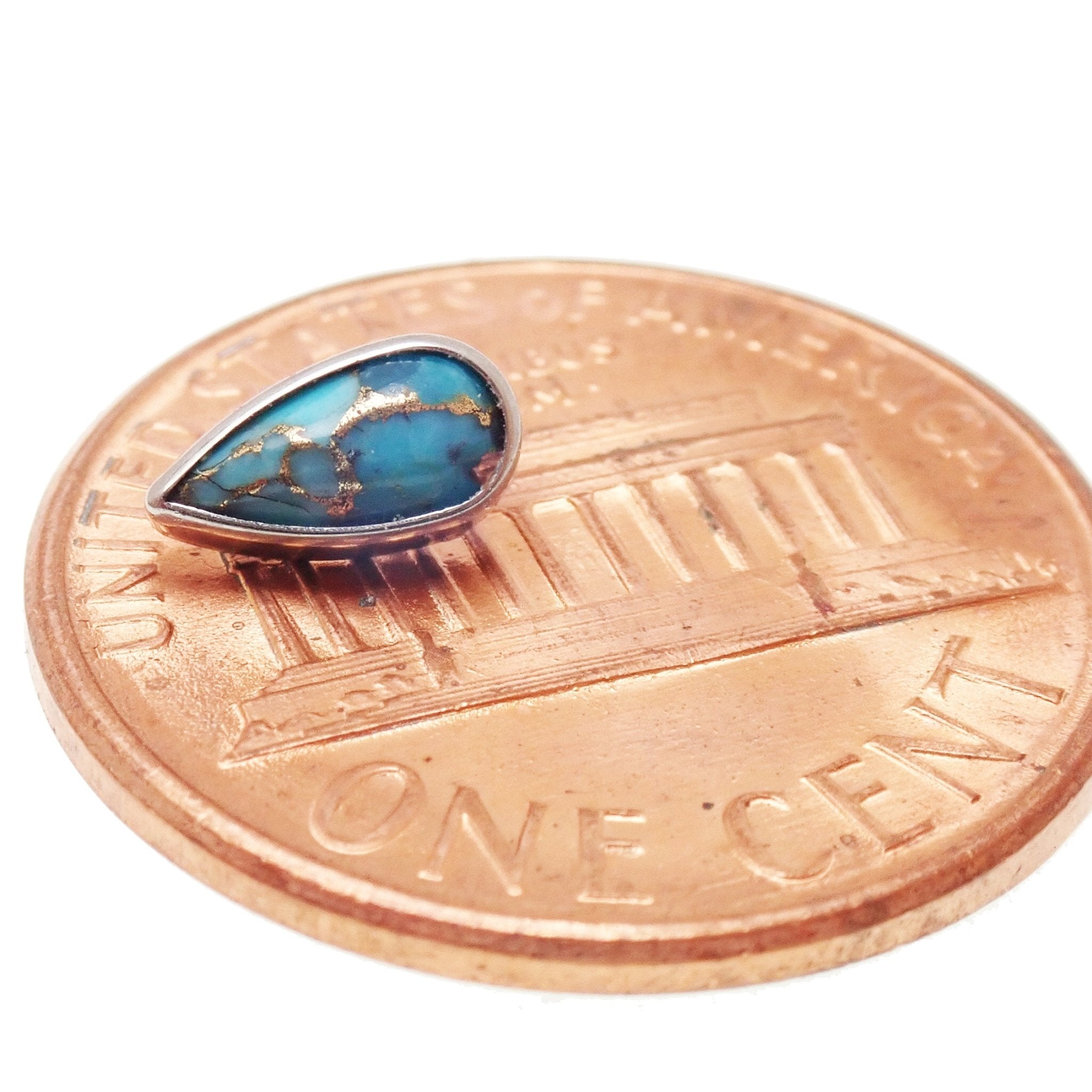 Copper Turquoise Flatback Piercing 18g, 16g, 14g - Body Clickers Body Jewelry