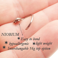 Niobium Daith Spiral 16g add own top design - Body Clickers Body Jewelry