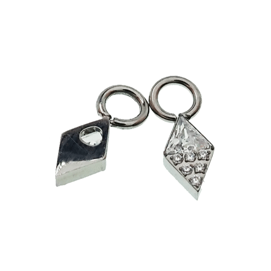 Clear CZ Diamond Titanium Charm - Fits up to 10g Hoops! - Body Clickers Body Jewelry