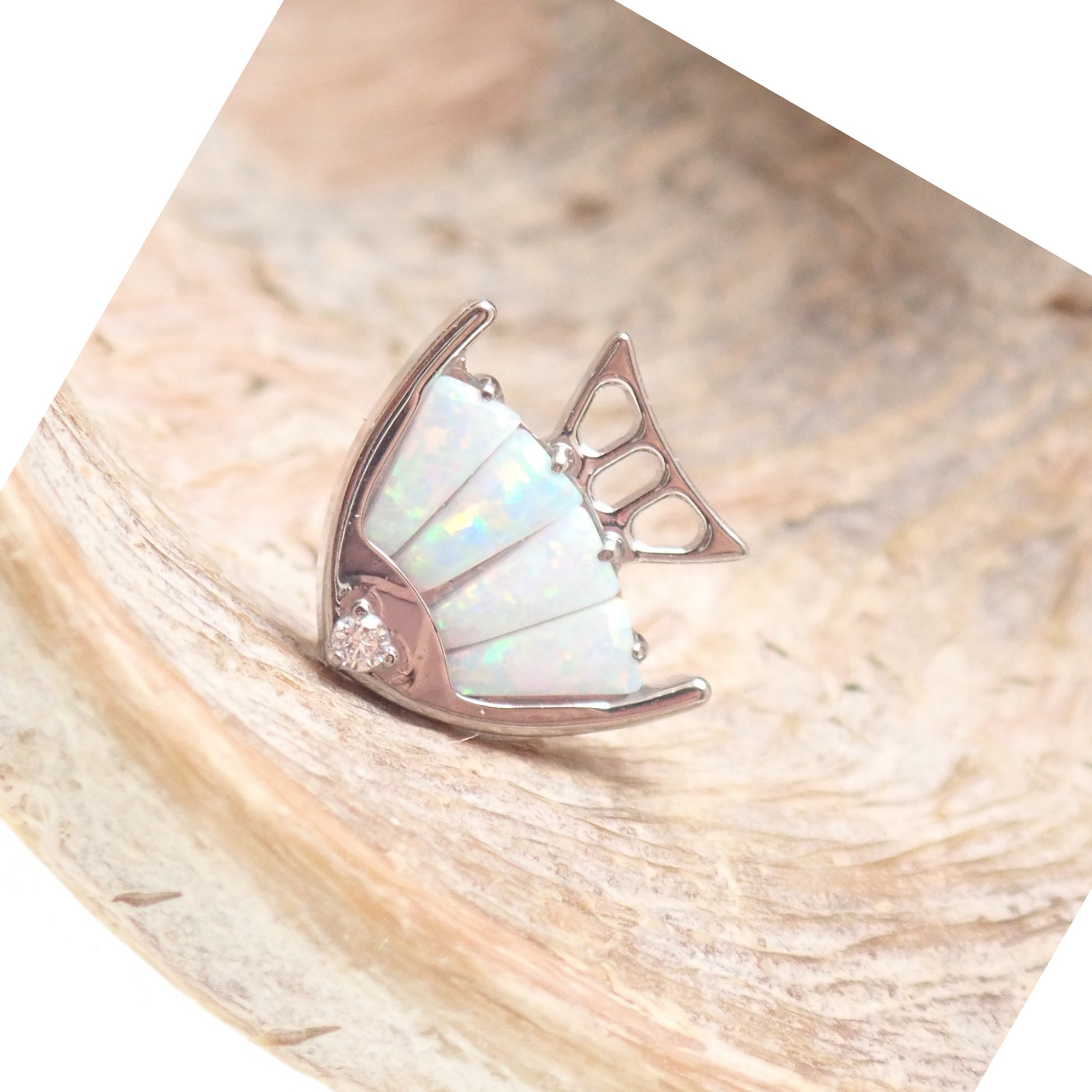 Opal Fish Cluster Titanium Flatback Piercing - Body Clickers Body Jewelry