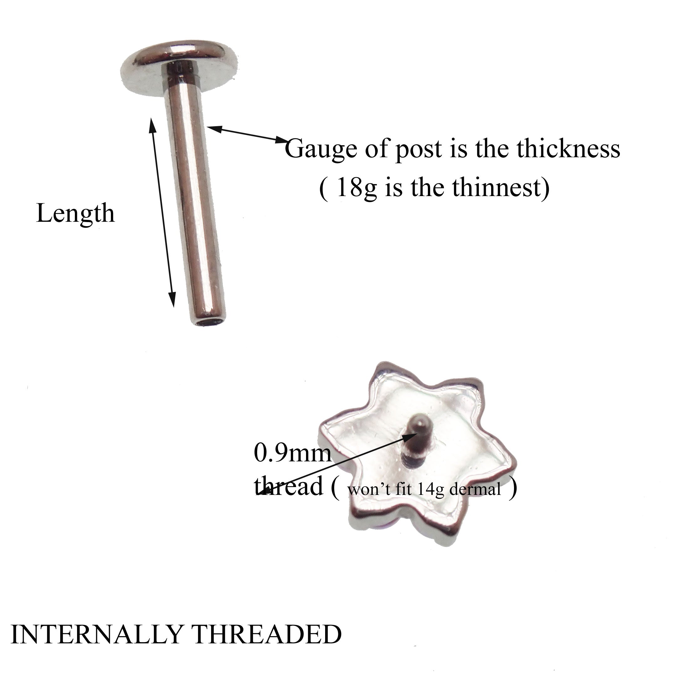 Flower Fire opals flatback piercing
