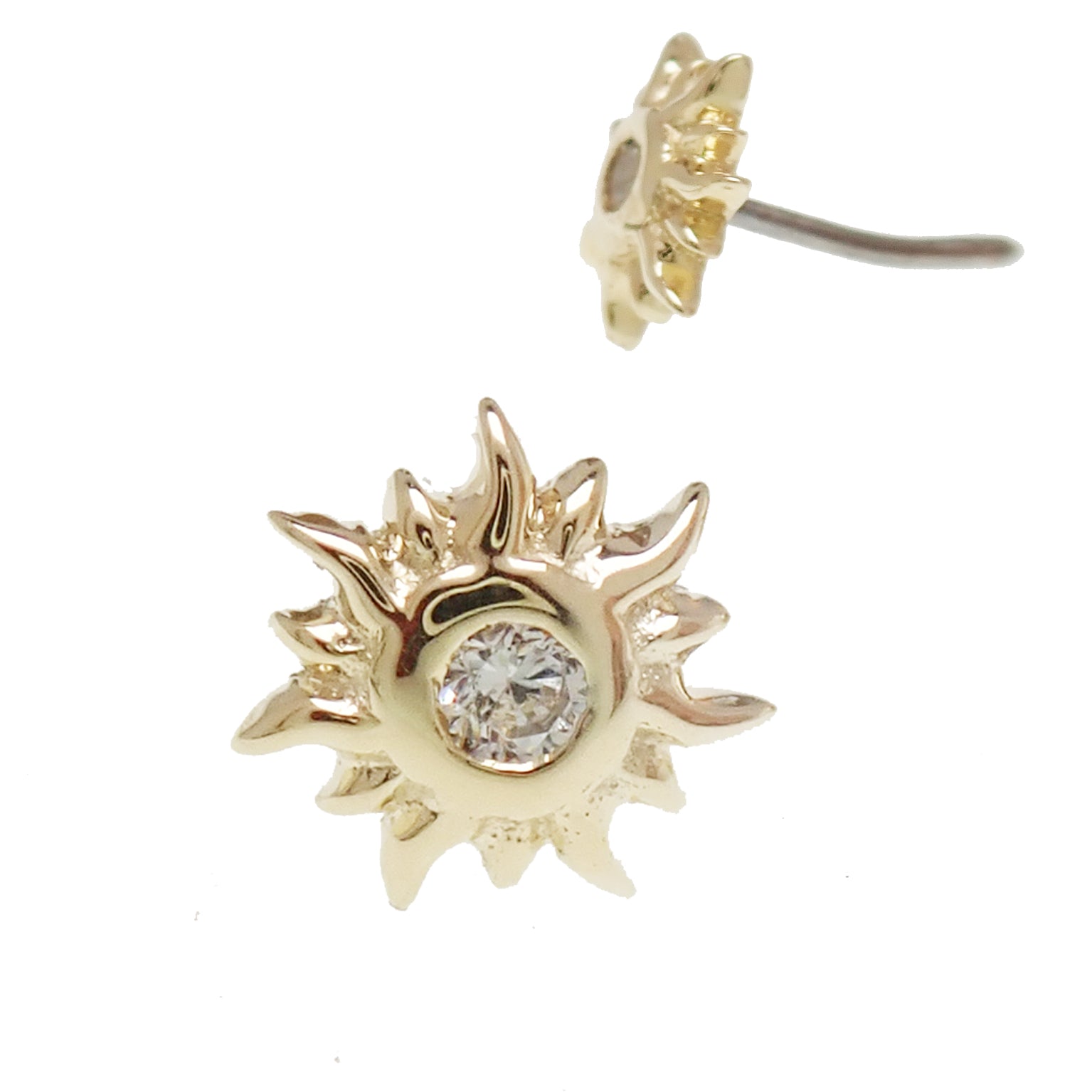 14k Sun top / Titanium Flatback Push fit Piercing - Body Clickers Body Jewelry