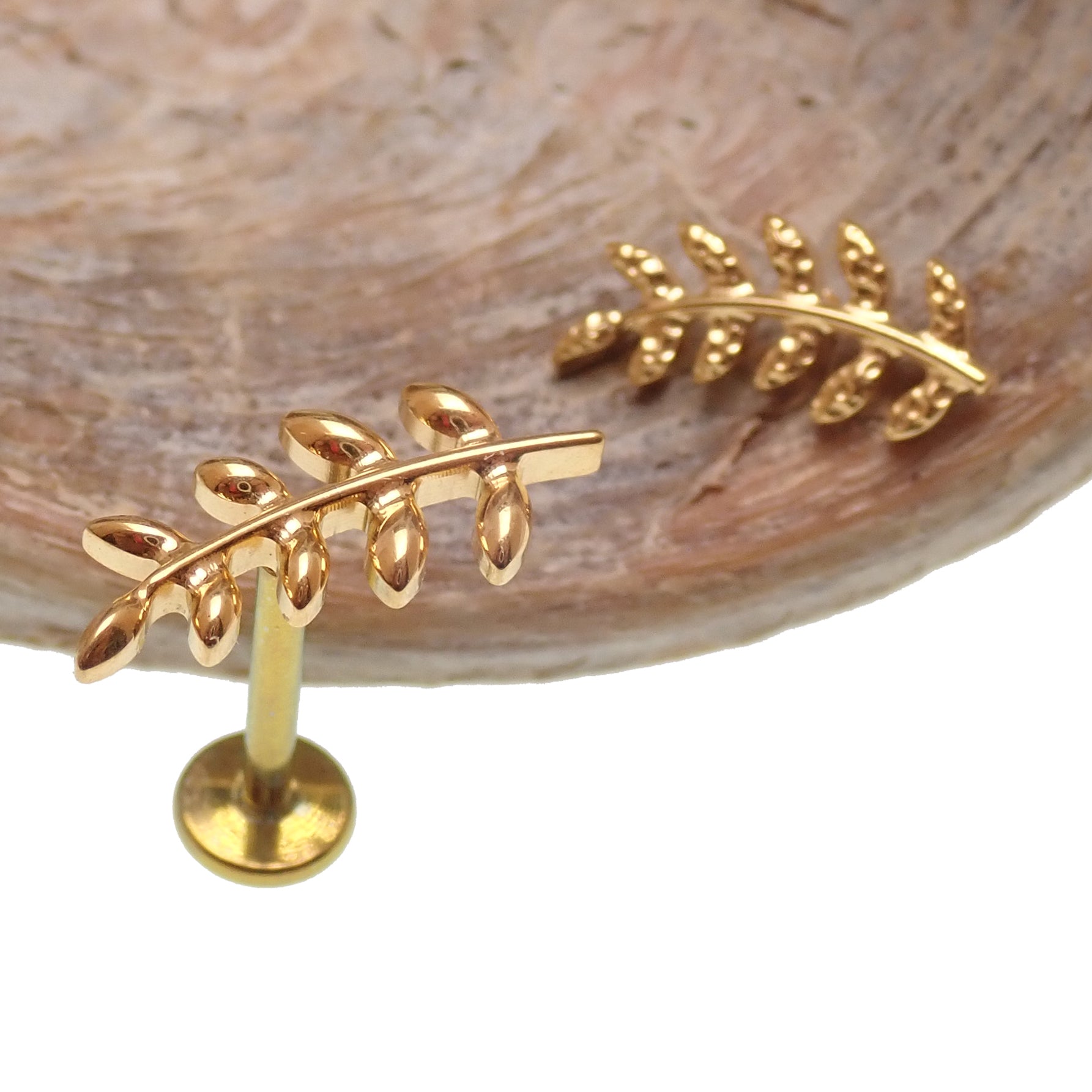Titanium PVD Gold Leaf flatback helix piercing