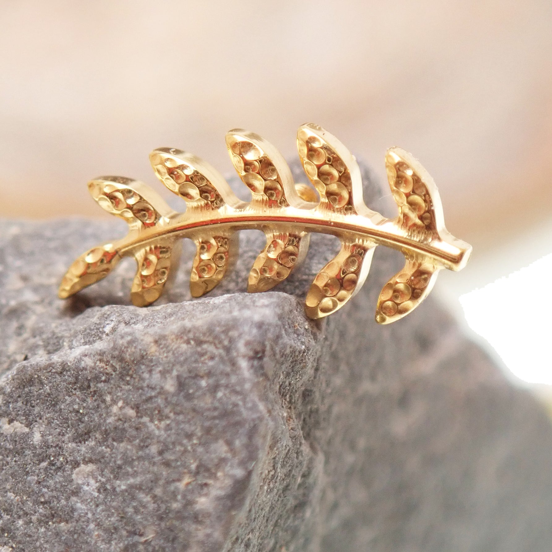 Titanium PVD Gold Leaf flatback helix piercing