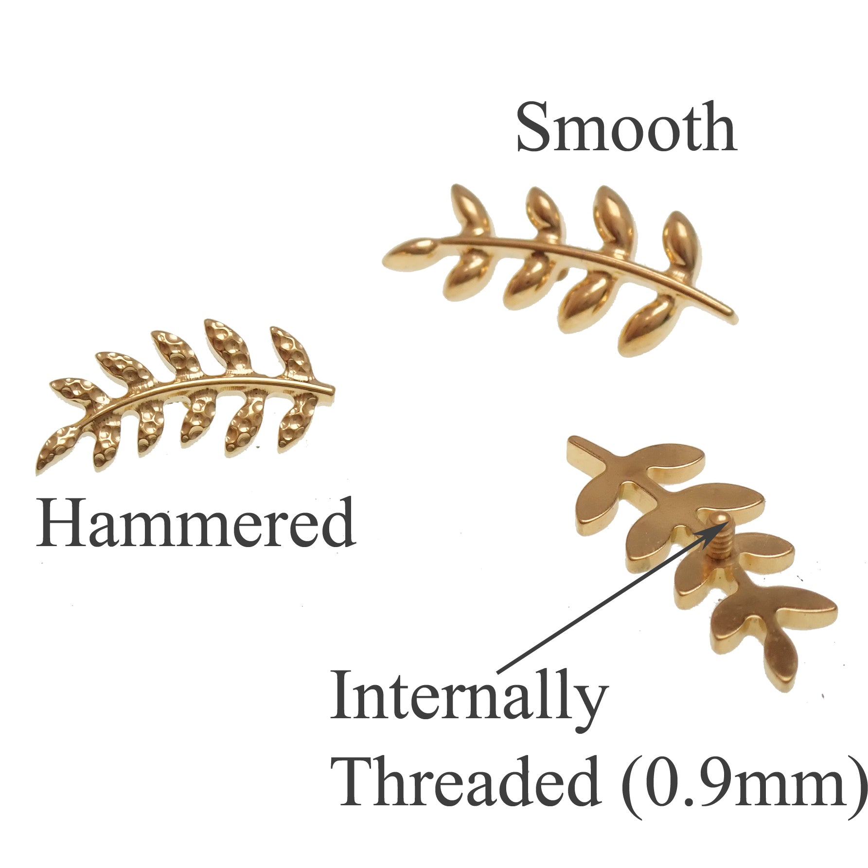 Titanium PVD Gold Leaf flatback helix piercing