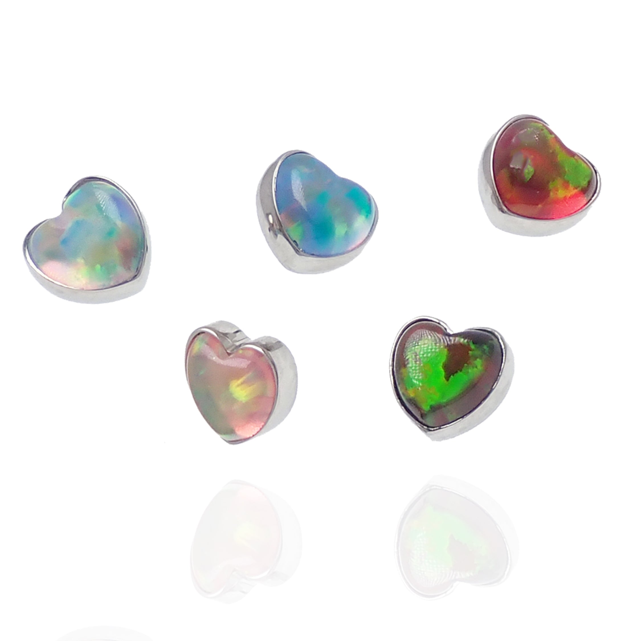 Jelly opal Heart Titanium with Flatback 18g, 16g, 14g - Body Clickers Body Jewelry