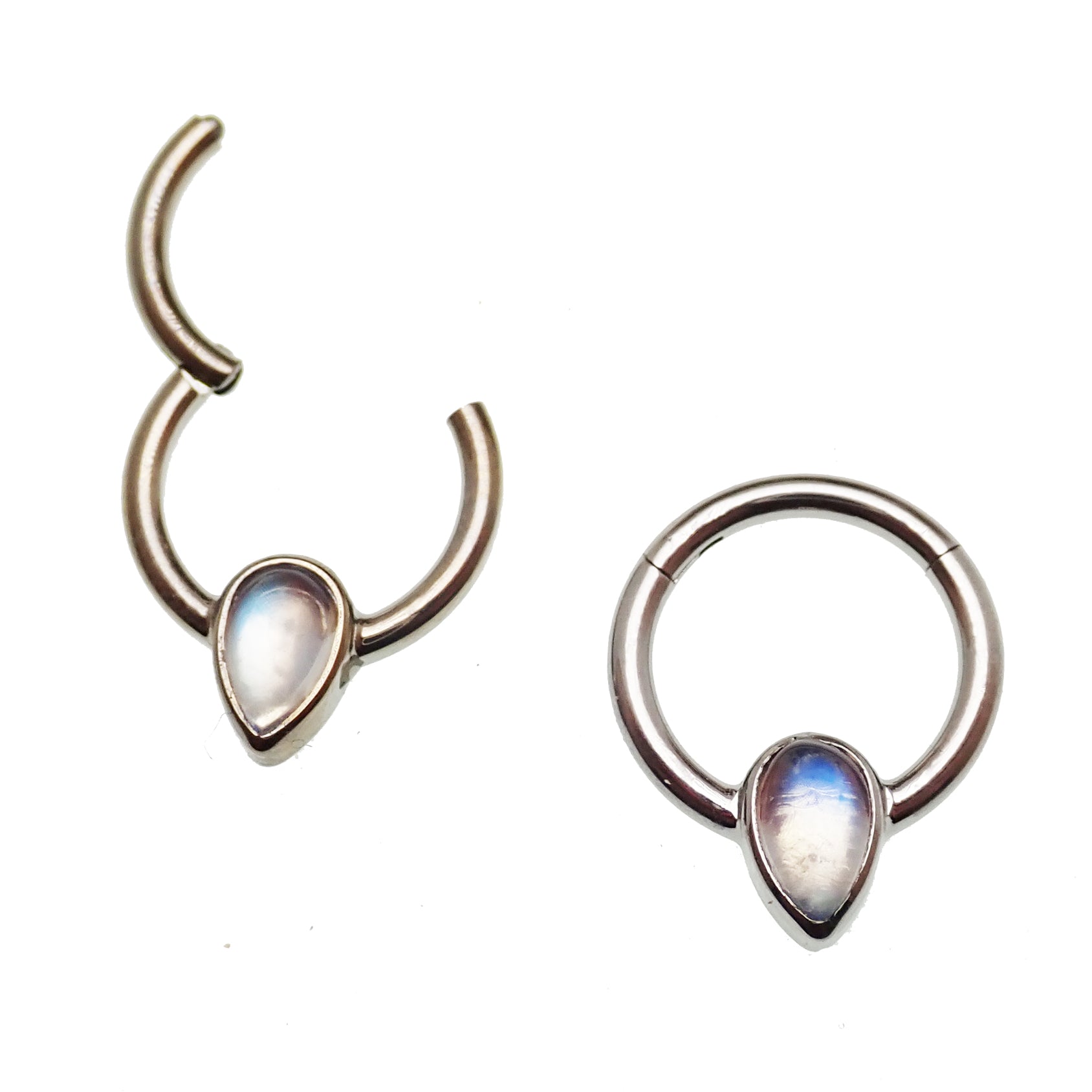 16g Natural Stone Moonstone Titanium Clicker 8mm