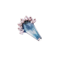Semi - Precious Moss Agate/CZ Titanium Flatback Piercing - Body Clickers Body Jewelry