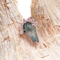 Semi - Precious Moss Agate/CZ Titanium Flatback Piercing - Body Clickers Body Jewelry