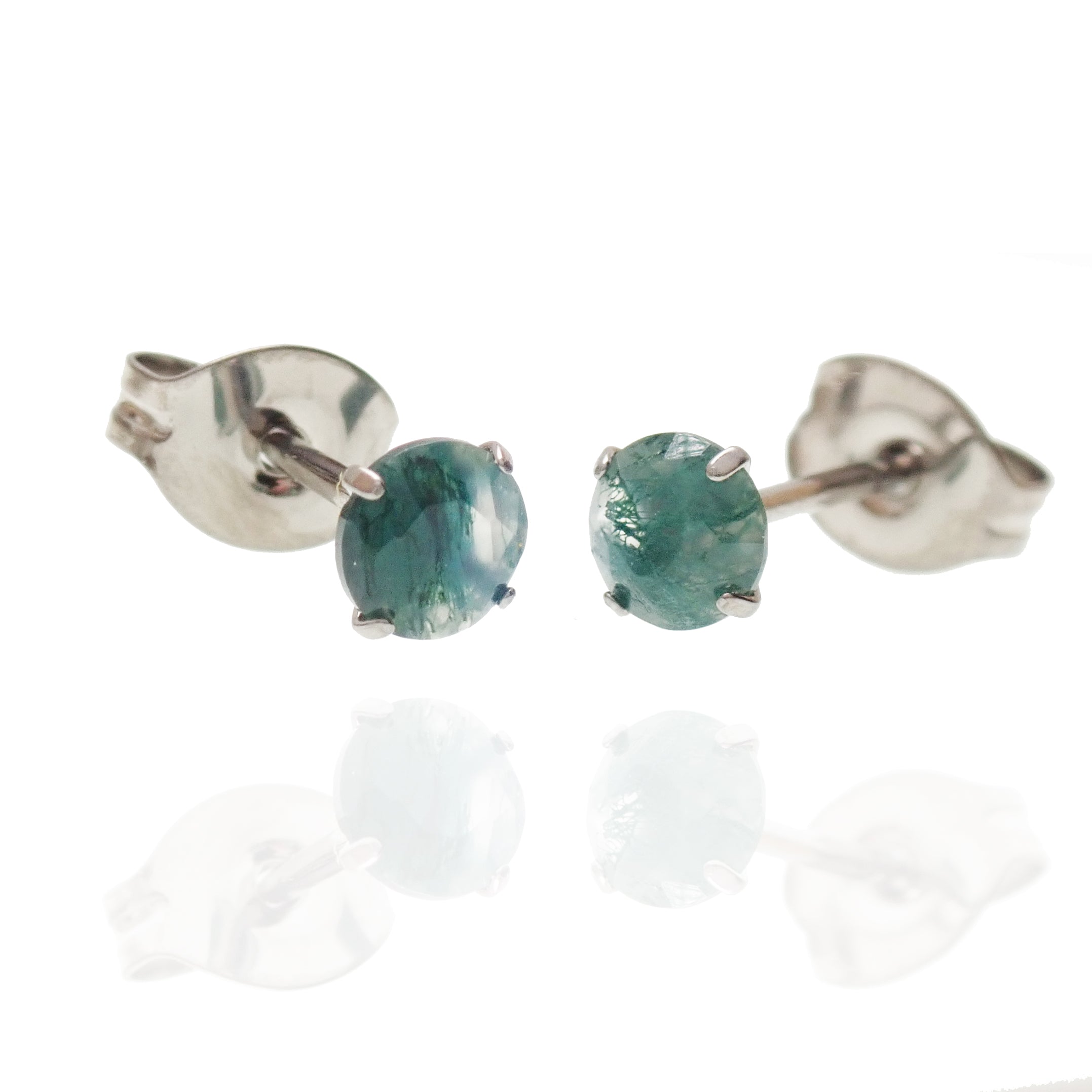 Moss Agate Titanium Earrings pair 20g - Body Clickers Body Jewelry