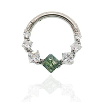 Moss Agate 8mm Titanium Clicker 16g - Body Clickers Body Jewelry