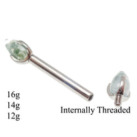 Moss Agate Dragon Egg barbell Piercing 14g,12g